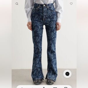 NEW Ganni Iry Floral High Rise Slim Flare Jeans